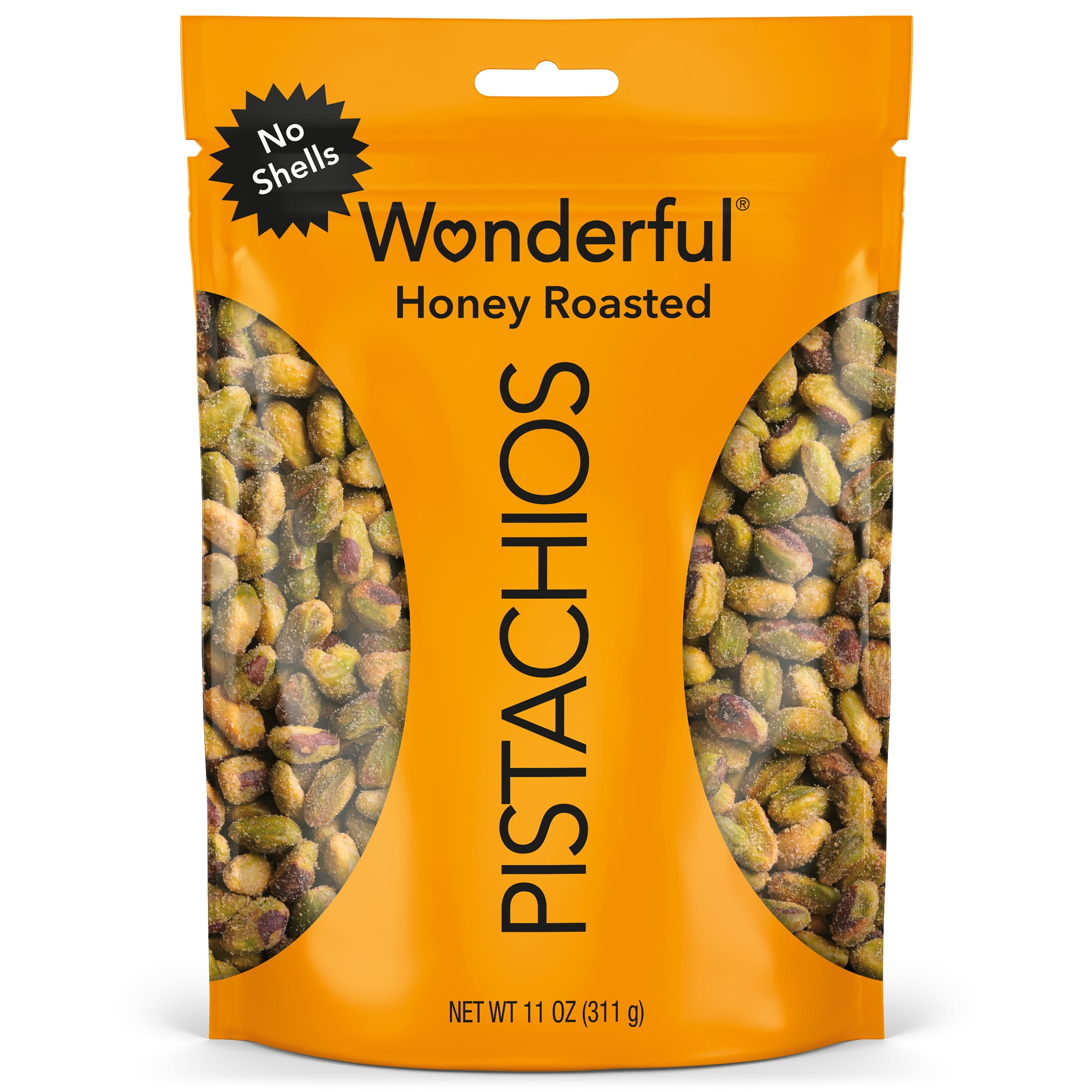 (5 pack) Wonderful Pistachios No Shells Honey Roasted Nuts, 11 Ounce Bag