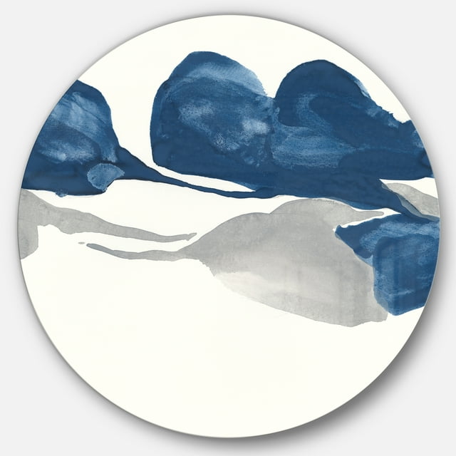 Designart 'Gouache Saphir sur Gris III' Géométrique Métal Cercle Art Mural