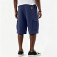 thumbnail image 4 of Men's Solid Corduroy Cargo Shorts Multi Pocket Elastic Drawstring Waist Relaxed Knee Length Streetwear Casual Workout Shorts, 4 of 6