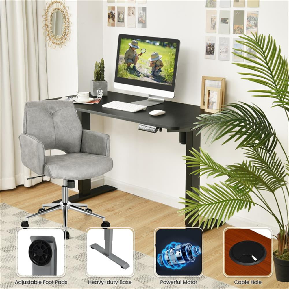 Demi Bonn Electric Height Adjustable Standing Desk with Memory Controller, Small Home Computer Desk Study Writing Table, Black