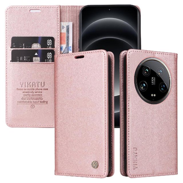 Funda para Xiaomi 14 Ultra Estuche de Cuero PU Tipo Cartera con Ranuras para Tarjetas y Cierre Magnético