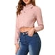 thumbnail image 4 of Chaqueta de mezclilla recortada de mujer con botones y dobladillo deshilachado INSPIRE CHIC, primavera verano, color rosa, talla L, 4 of 6