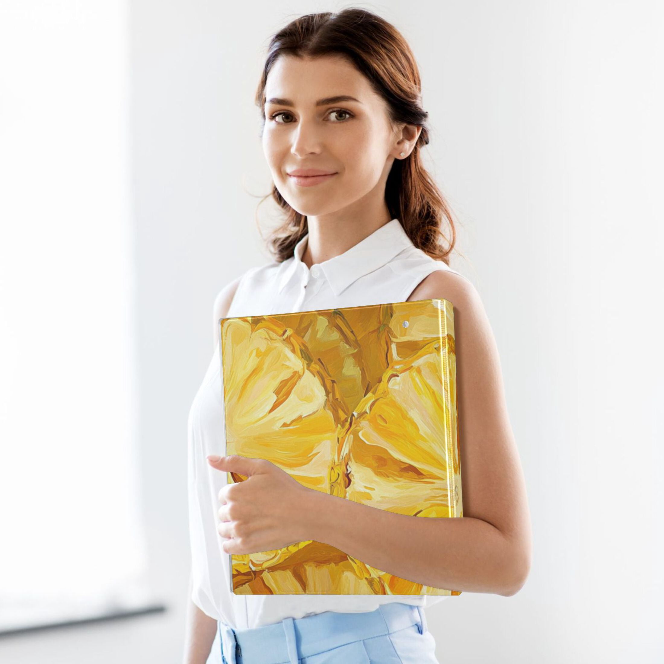 Pineapples Watercolor 3 Ring Binders 1.5 inch Hardcover File Folders with Interior Pockets A4 Size Organizer for School Office Hospital
