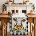 thumbnail image 2 of Table Runner 60 Inches Long for Kitchen Dining, Yak Sunflowers Dresser Scarf Farmhouse, Dining Table Decorations for Wedding/Parties, Yellow Floral Black White Checkered Pastoral 13 x 60 In, 2 of 8