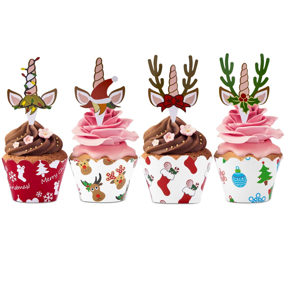 Download Christmas Unicorn Reindeer Cupcake Topper And Wrappers Kit 24pcs Unicorn Cake Toppers And Wrappers Unicorn Birthday Baby Shower And Wedding Party Dessert Decorations Walmart Com Walmart Com