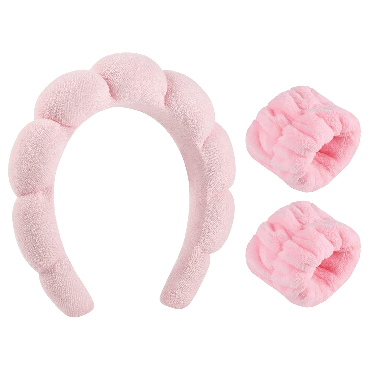 Sponge Spa Headband for Women, Makeup Headband and Wrist Washband Set