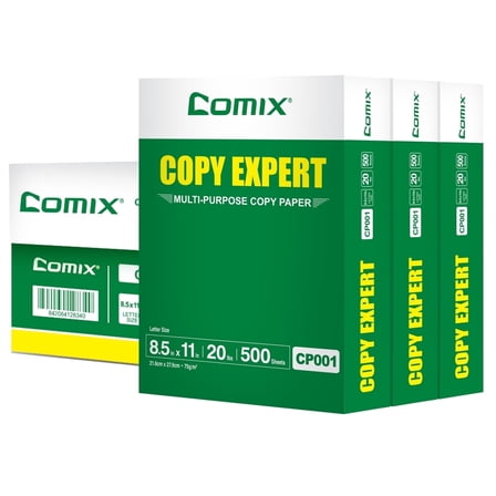 Comix Copy Paper 8.5 x 11 inch, Mutipurpose Paper All in One 20LB, 92 Bright 1500 Sheets White