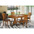 thumbnail image 3 of East West Furniture Plainville 5-piece Wood Dining Set w/ Leather Seat in Brown, 3 of 3