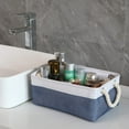 thumbnail image 4 of Sea Team 3-Pack Small Storage Basket Set, Storage Cube Organizer, Storage Bins, 12 x 8 x 5 Inches, Rectangle Canvas Fabric Collapsible Shelf Box with Handles, Denim & White, 4 of 7