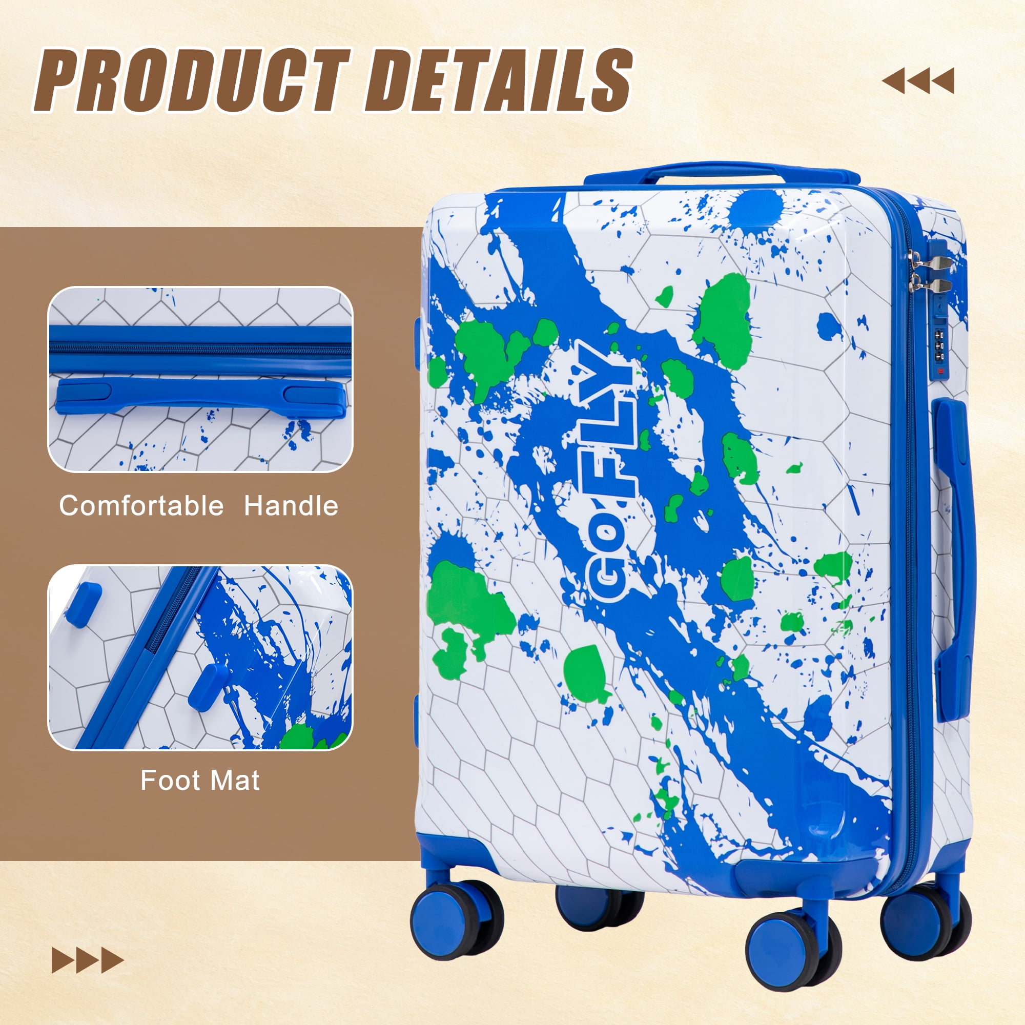 Leumius 20" Hardside Carry-on Suitcase – Expandable Spinner Luggage for Travel, Blue