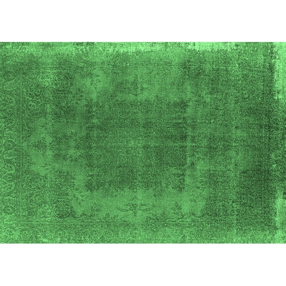 Ahgly Company Indoor Rectangle Oriental Emerald Green Industrial Area Rugs, 2' x 3'