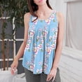 thumbnail image 3 of Women's Summer Tops Crew Neck Tank Top T Shirt Pleated Short Sleeve Tunic Tops Flare Blouse, 3 of 5