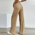 thumbnail image 5 of SYMOID Womens Khaki Wide Leg Pants Nylon Spandex Blend Elastic Waist Drawstring Side Pockets Textured Fabric Casual,Size S, 5 of 9