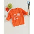 thumbnail image 3 of Bagilaanoe Toddler Baby Girl Boy Halloween Sweater Long Sleeve Letter Embroidery Pullover 6M 12M 18M 24M 3T 4T 5T 6T Kids Warm Jumpers Tops Fall Loose Knitwear, 3 of 7