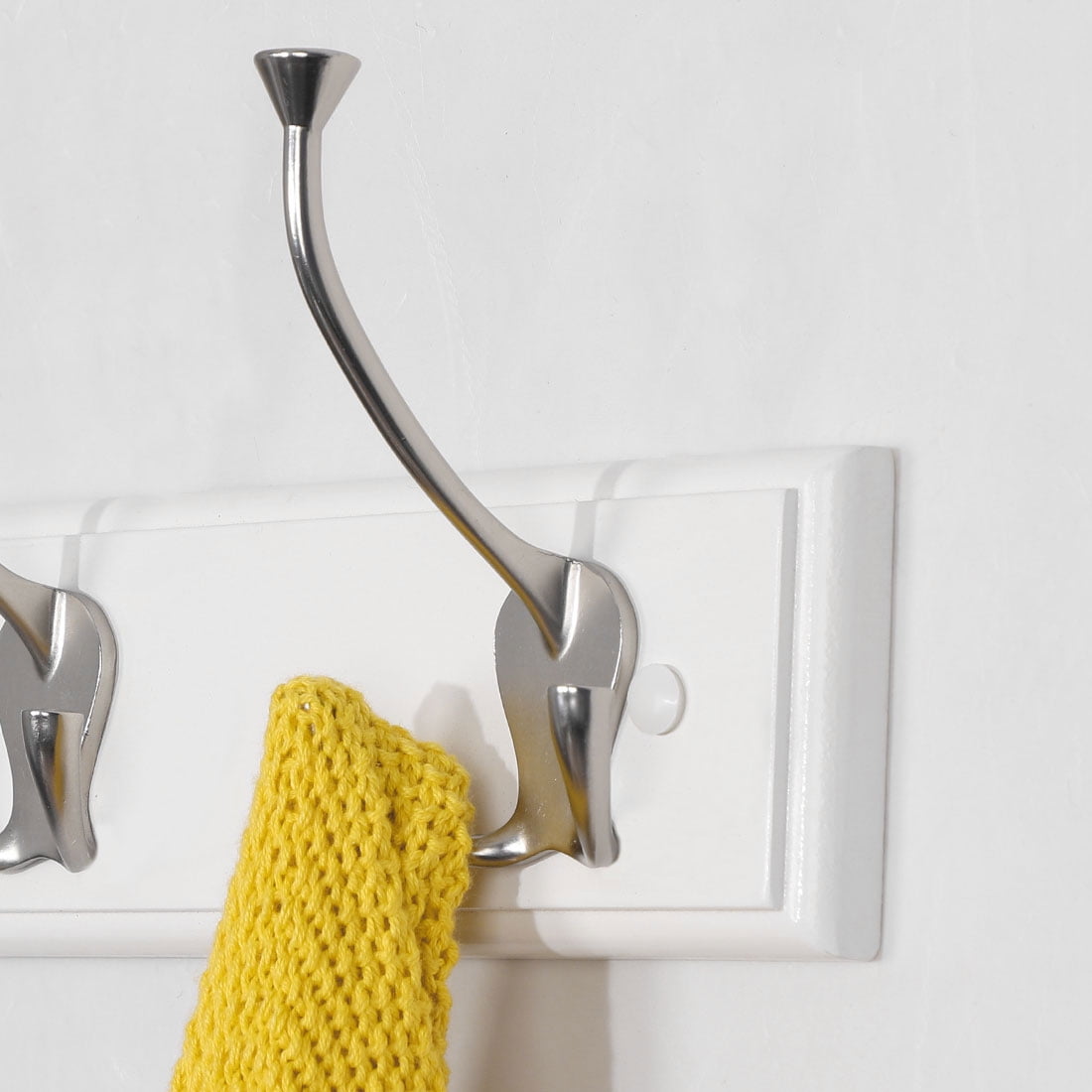 Uxcell Dual Hooks 17.7" Rack Wall Mounted Coat 4 Hooks Plating Finish