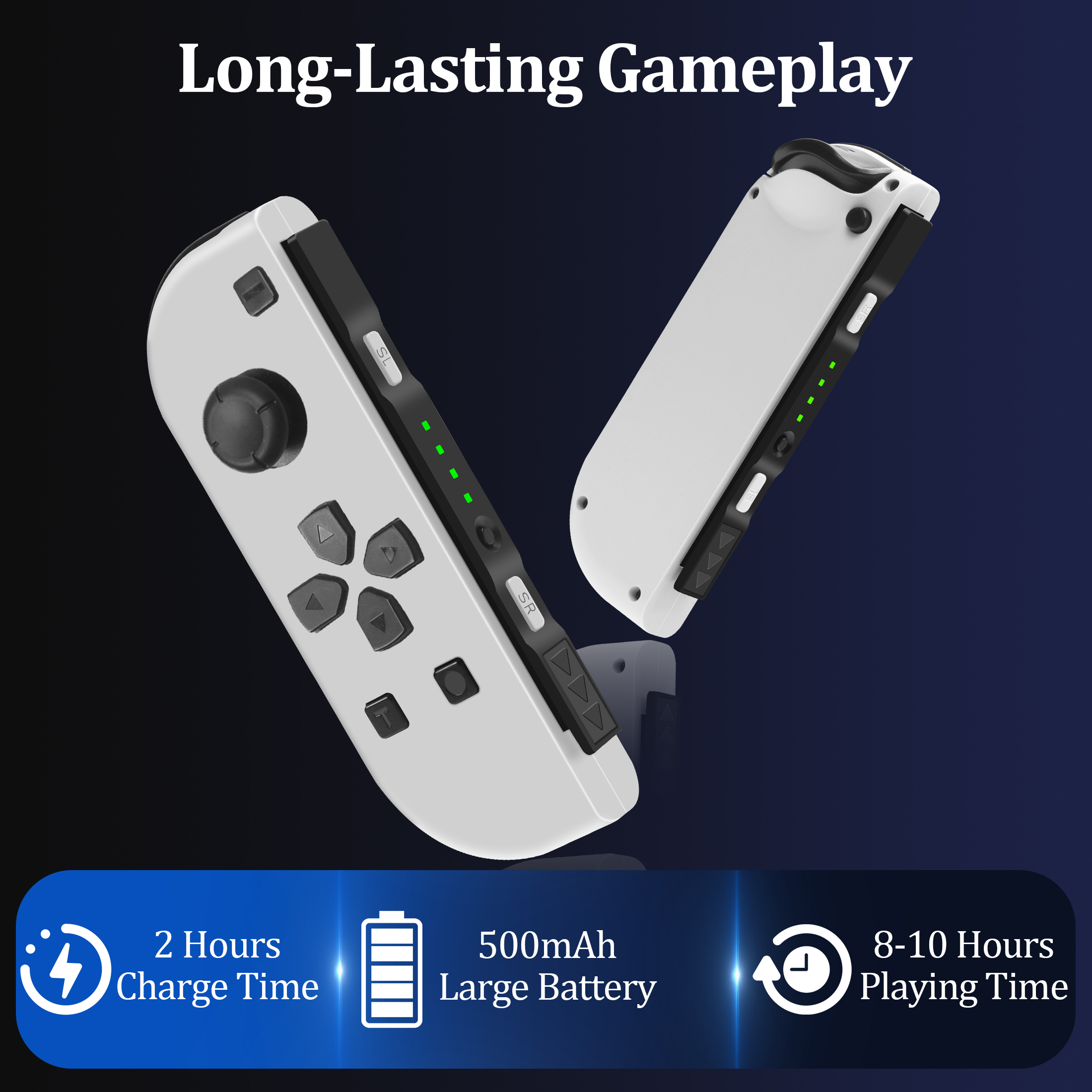 Controlador de Juegos Dividido Inalámbrico, Gamepad Bluetooth con Luz RGB, Movimiento y Vibración, Controlador Recargable para Consola Portátil 6