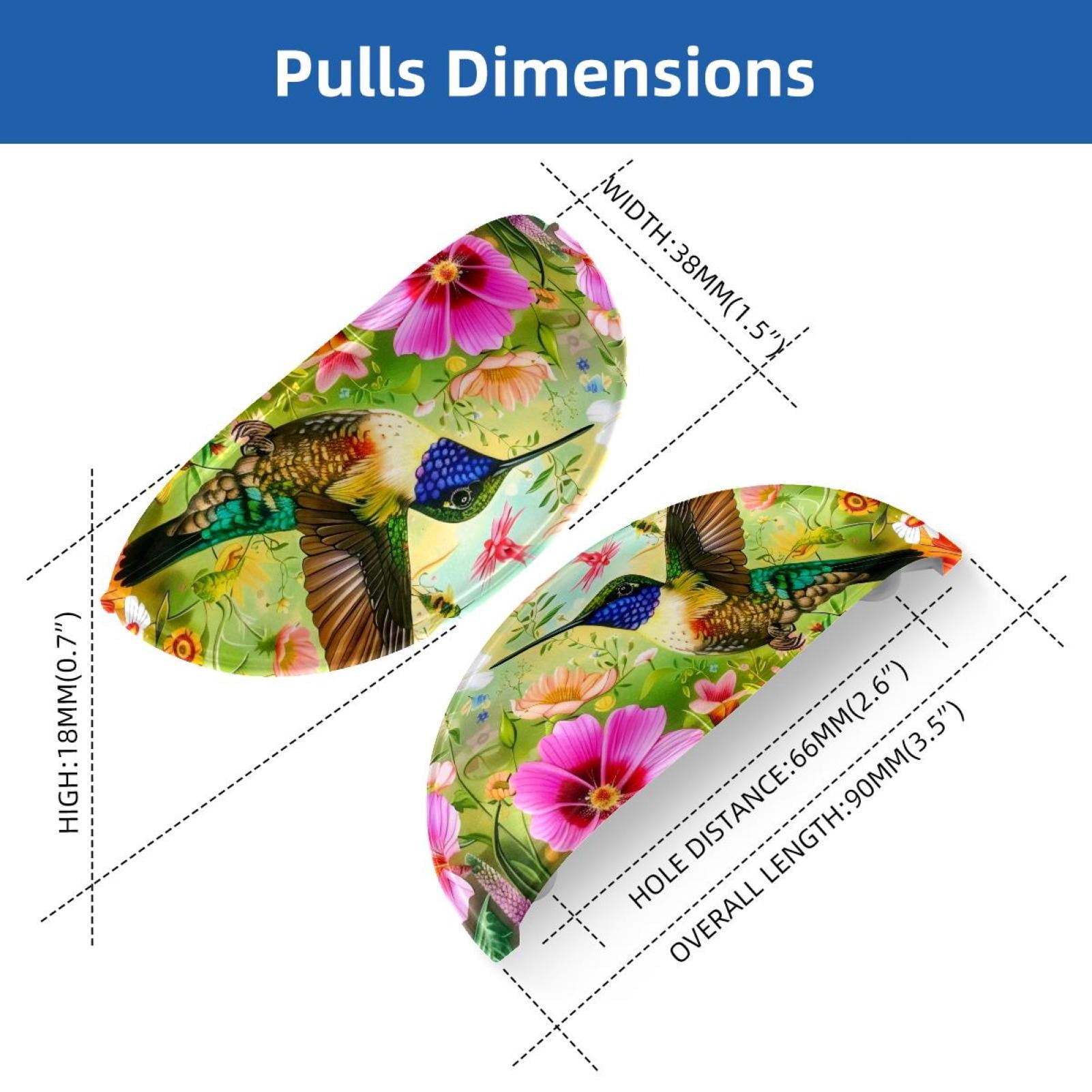 PhooArto 6 Pcs Cup Drawer Pulls, Hummingbird Floral Painting Shell Shape Handles Cabinet Knobs for Dresser Cupboard Closet Wardrobe with Screws