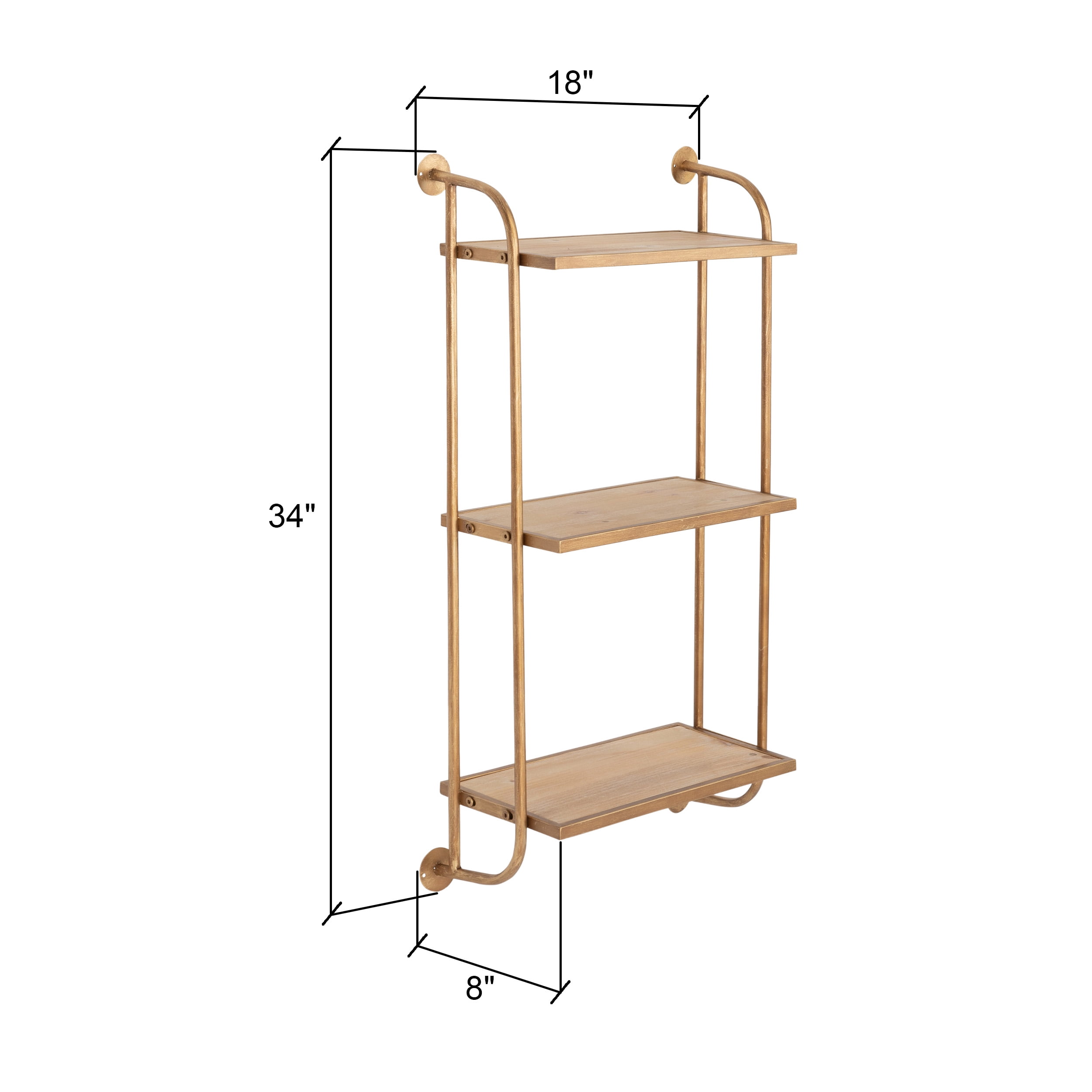 Aspire Home Accents 8 in x 18 in 3-Tier Distressed Floating Shelf