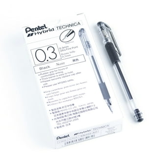 Pentel Arts Hybrid Technica 0.4 mm Pen, Ultra Fine Point, Black Ink, Box of 12 (kn104-a)