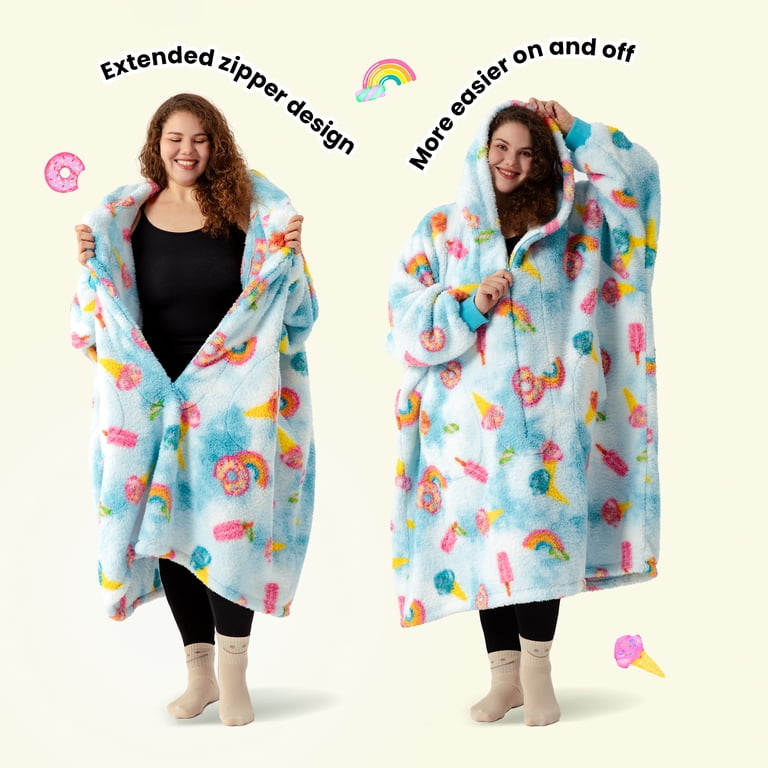 Winthome Oversized Fleece Blanket Hoodie – Light & Soft Wearable Blanket For Adults & Teens, One Size Fits All-728612