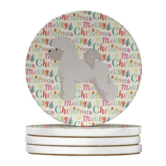 Bichon Frise Merry Christmas Large Sandstone Coasters Pack of 4 4 in x 4 in