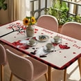 thumbnail image 3 of Love Heart Valentine's Day Table Cloths for 6 Foot Rectangle Tables, Tree Gnomes Romantic Rustic Patio Waterproof Elastic Fitted Tablecloths, Washable Rectangular Table Cover for Camping, 3 of 8
