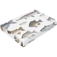 thumbnail image 6 of Trendy Flannel Fleece Throw Blanket, Watercolor Few Freshwater Fish Cartilaginous Fish Marine Life Throw for Better Sleep, Warm Air Conditioning Blanket 50\\, 6 of 6