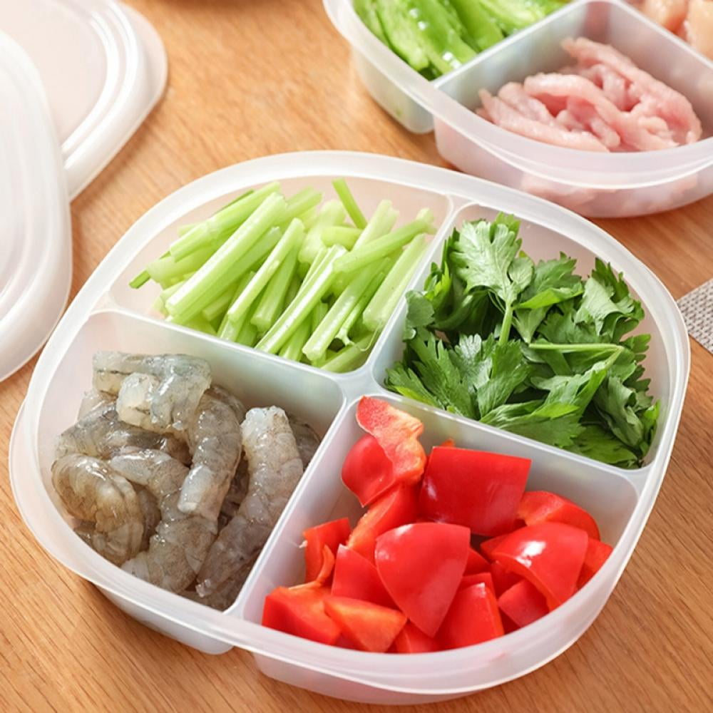 Honrane Veggie Tray with Lid 4/6 Compartments Divided Snack Box Container:  Party Serving Platter for Snacks, Appetizers, Desserts, Fruits, and Meal