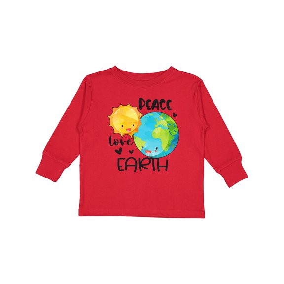 Inktastic Earth Day Peace Love Earth Boys or Girls Long Sleeve Toddler T-Shirt