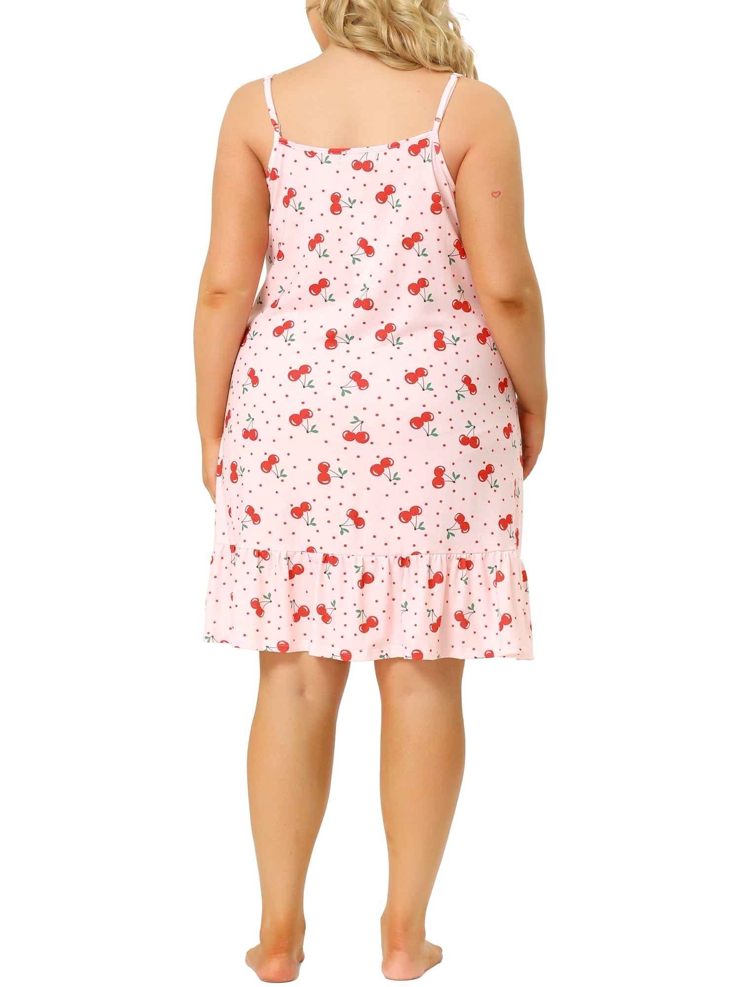 Agnes Orinda Women's Plus Size Nightgown Chemise Sleepwear Spaghetti Strap Nightwear Soft Lingerie 4X Pink
