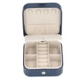 thumbnail image 4 of ZOUSSIQI Jewelry Box Compartment Design Convenient Practical Portable Simple Style Travel Jewelry Case for Earrings Rings Navy Blue JU316-16928, 4 of 13