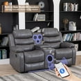 thumbnail image 5 of Hybition 3-Piece PU Leather Manual Reclining Sofa Set with LED Lights, USB Ports, Cup Holders, Drop Down Table, Bluetooth Speakers Grey for Living Room, 5 of 9