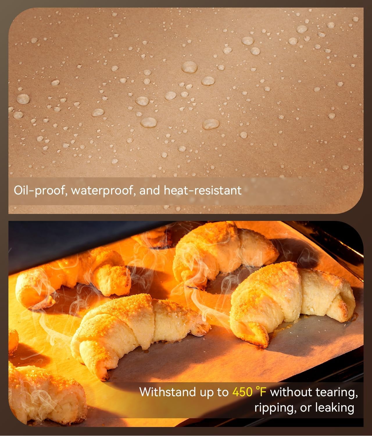 100-Count Unbleached Parchment Paper Sheets - 9x13 Inch Quarter Sheet Size, Non-Stick, Heat Resistant to 450°F, for Baking, Air Fryer, Oven