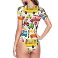thumbnail image 4 of Naloa Transports with Animals Women's Short-Sleeved Onesie, One-Piece Swimsuit for Parties, dates, clubs - Small, 4 of 9