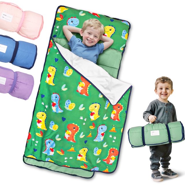 Primlect Tapete para Siesta de Niño Pequeño, 51" x 22", Saco de Dormir Ligero con Almohada Removible, para Durmientes Cálidos, Azul