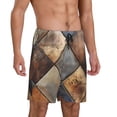 thumbnail image 2 of Pofeuu Rustic Tile Pattern Print Men's Soft Woven Elastic Waistband Sleep Pajama Short-3X-Large, 2 of 6