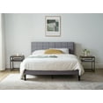 thumbnail image 1 of Mainstays Upholstered Queen Platform Bed Frame with Square Stitch Height Adjustable Headboard, Grey, 1 of 9