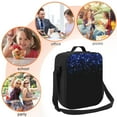 thumbnail image 5 of Rateoe Black Blue Glitter Sparkles Lunch Bag Reusable Lunch Box with Shoulder Straps for Men Women Insulated Portable Lunchbox for adults Suitable for School Work Picnic, 5 of 7