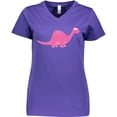 thumbnail image 3 of Inktastic Pink Dinosaur Women's V-Neck T-Shirt, 3 of 5