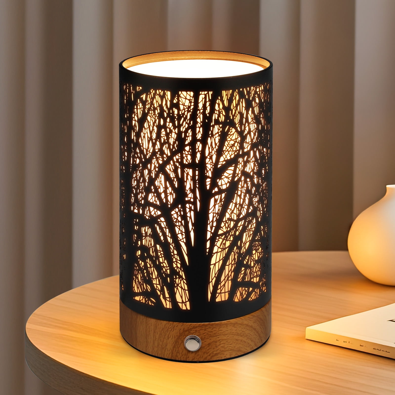 Table Lamps for Bedroom, 3-Way Dimmable Touch Control Bedside Lamp, Nightstand Lamp with Metal Branch Shade for Office, Living Room, Reading(E26 Light Bulb Included)