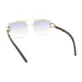 thumbnail image 4 of Rimless Luxury Jaguar Jewel Arm Rectangle Hustler Gangster Sunglasses Gold - Black Brown, 4 of 4