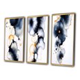 thumbnail image 3 of Designart "Childhood Dreams Liquid Blue Ink and Gold" Abstract Painting Framed Wall Art Set Of 3 - Blue Modern Frame Gallery Set For Office Decor, 3 of 6