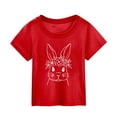 thumbnail image 1 of MIASHUI T-Shirt à Manches Courtes pour Tout-Petits, Imprimé Lapin de Pâques, Rouge, 5-6 Ans, 1 of 3