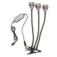 thumbnail image 1 of Lámpara LED de espectro completo para cultivo de plantas de interior, con clip y alimentación por USB, 3 cabezales, 1 of 14