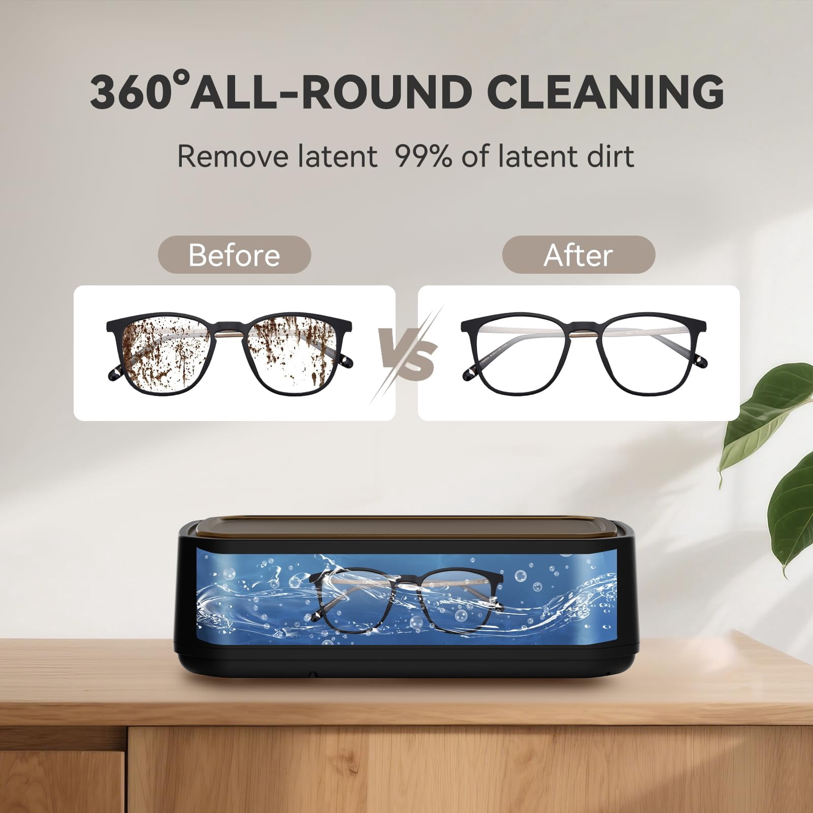 Ultrasonic Jewelry Cleaner, 50KHz Cleaner Machine with 3 Timer Modes, 22oz 304 Stainless Steel Tank, Sonic Machine for All Jewelry Glasses Rings Coin Retainers Watch Strap Dentures, Black