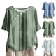 thumbnail image 3 of Tops de Lino para Mujeres Imprimir Suéter Cuello Redondo Manga Corta Superior Poliéster, Blusa de Moda Casual para la Primavera Y el Verano, 3 of 6