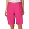 thumbnail image 2 of Rggeeun Women'S Shorts Summer Elastic High Waist with Pockets Smooth Solid Color Plus Size Wide Leg Knee Length Relaxed Fit for Streetwear Leisure Bottoms,Pink,L, 2 of 6