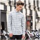 thumbnail image 2 of Skinni Fit - Camisa de manga larga a cuadros para hombre (Gris), 2 of 3