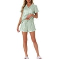 thumbnail image 2 of INSPIRE CHIC Women's Pajama Sets Short Sleeve Button Down Top with Shorts Lounge Sets XL Pea Green, 2 of 5