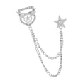 thumbnail image 3 of Men Brooch Suit Pin Metal Tie Clips Hat Scarf Tie Pins Chain Tassel with Rhinestone Exquisite Accessory Handmade Argent, 3 of 10